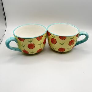 CRATE & BARREL - CERAMIC FLORAL ~ Set Of 2